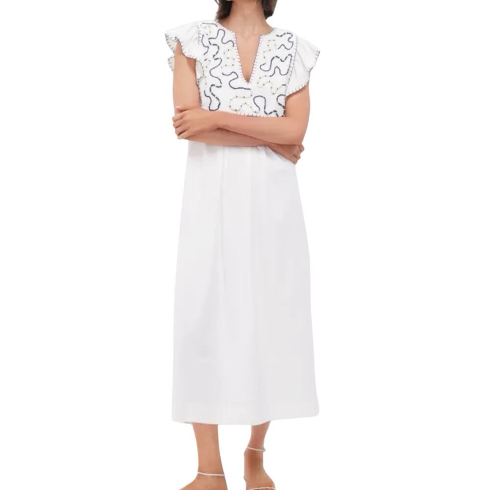NWT DRESS TO Rio De Janeiro Ivory Beaded Oversized Midi Dress Size Medium